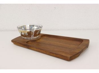 MCM Set With Staved Teak Small Tray With George Briard Style Bowl