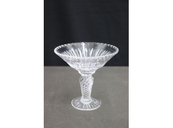 Fine Glass Cut Crystal Optic Twist Stem Wide Pedestal Bowl Compote
