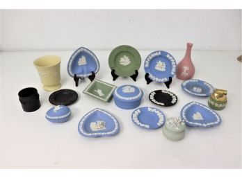 Big Lot O'Smalls: Various Forms Vintage Jasperware (and Jasperware Style) Blue, Green, Black, Yellow, Coral -
