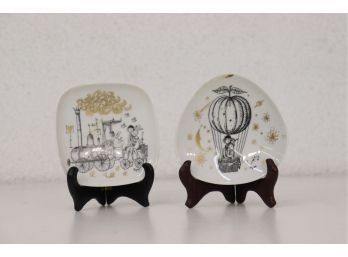 Two Peynet Ilustration Trinket Dishes - Rosenthal Studio Linie - Square(ish) And Oval (eggish)