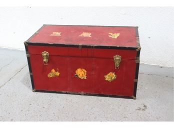 2 Of 2: Vintagey Red And Black Toy Chest - Toddler/infant Applique And Lamb/BunnyDuck Lining