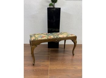 Cabriole Bench With Floral Tapestry Style Upholstery