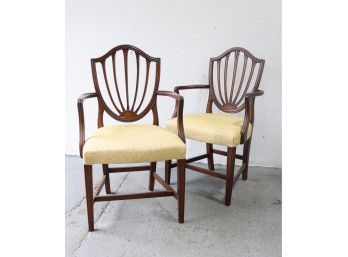 Two Beautifully Made Chairs: Shell Rib Splat Back And  Butter Beige Seat Upholstery