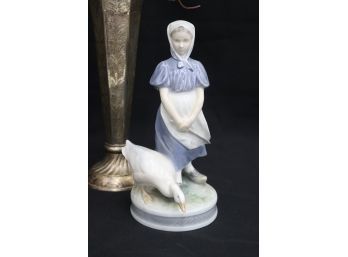 Maiden With White Duck Porcelain Figurine - Royal Copenhagen Denmark 527