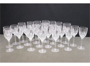 Two Dozen Glass Crystal Starburst Base Wine Glasses