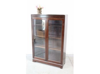 Art Deco Style Vitrine Bookcase With Double Glass Doors-1 Of 2
