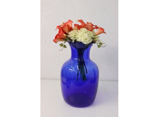 Vintage Cobalt Blue Bouquet Style Vase