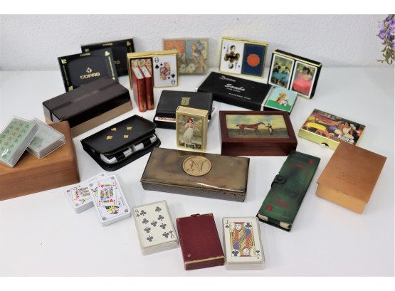 Group Lot Of Playing Card Cases And Playing Cards - New And Used, Lucky And Unlucky