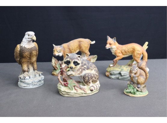 Gathering Of Porcelain Woodland Creatures And Eagle Figurines, Including Andrea By Sadek And Lefton