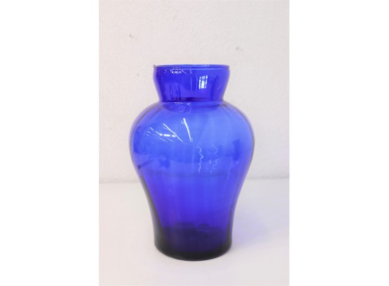 Sapphire Blue Glass Ginger Jar Shaped Vase