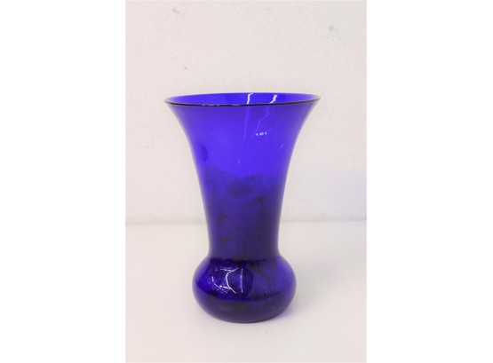 Deep Cobalt Blue Trumpet Over Bulb Vase Vase