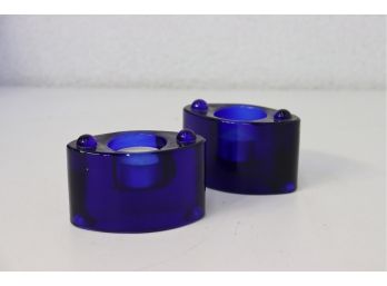 Swell C-c-c-cobalt Blue Machine Age Oblate Tea Light Candle Holders