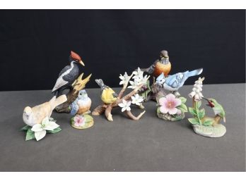 Delightful Group Lot Of Painted Porcelain Bird Figurines, Including Andrea By Sadek And Lenox
