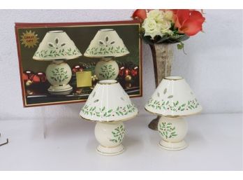 1 Of 2: Set Of Two Holiday Mini Candle Lamps - New With Box