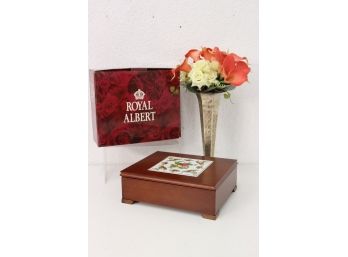 New Royal Albert Tile Top Wooden Tea Caddy