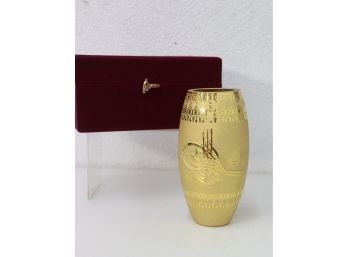 Stunning Turkish Goldini Golden Glass Vase With Presentation Case