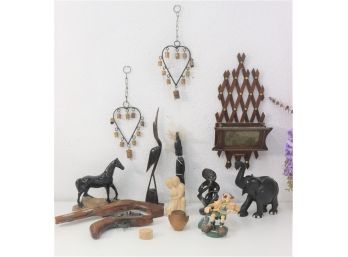 Eclectic Menagerie Of Carvings And Decorative Objects