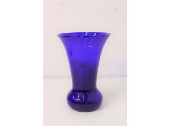 Deep Cobalt Blue Trumpet Over Bulb Vase Vase