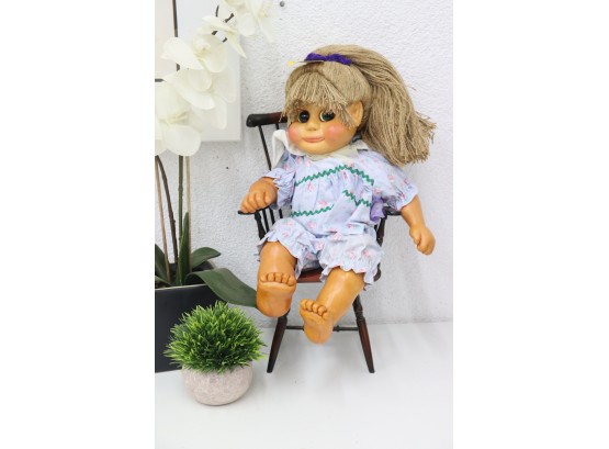 Naber-Kids Doll: Ashley Flaxen Hair 1986  -  Mark/Signed On Foot, Naming COA Hang Tag Attached