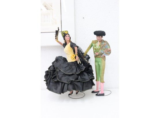 Artesania Espanola  Flamenco Partner Porcelain Dolls - Vintage With Tags Cadiz #4387