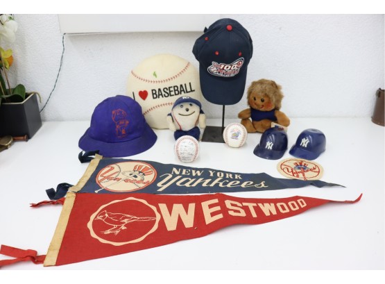 MLB Baseball Memorabilia - Mostly Yankees - Pennants, World Series Balls, Hats, Mini Batting Helmets And More