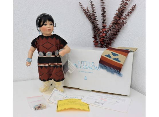 Little Blossom Porcelain Doll With Jewelry And Woven Rug By Marlena Nielsen Box And COA Danbury Mint