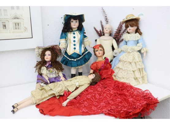 Six Doll Lot:  Including Vintage Schoenau & Hoffmeister, W. Tung, Simon & Halbig, And Others