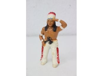 Native American In Feather Headdress And Evel Knievel Pants Painted Metal Bank