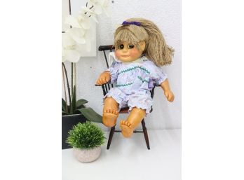 Naber-Kids Doll: Ashley Flaxen Hair 1986  -  Mark/Signed On Foot, Naming COA Hang Tag Attached