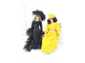 Black Floor Length With Boa And Yellow Arabian Nights Dancer - One With Tag Hand Made By Pauline Travis