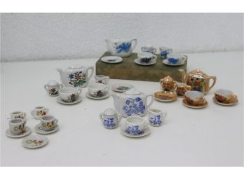 Group Lot Dollhouse Assorted Decorative China Tea Sets (Varied, Incomplete)