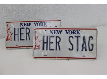 Two NYS  'HER STAG' Custom Car Tags  - Unofficial License Plate Not Identical And Only Similar To Official