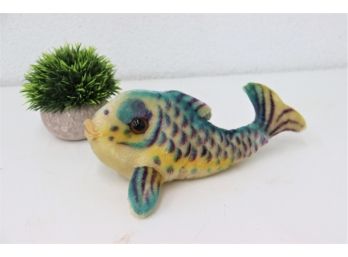 Stuffed Fish Lips Surrounded By Colorful Scaly Fish Body With Tail Plush Toy