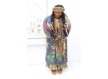 Vintage Skookum Doll: Richly Ornamented And Draped Mother With Baby In Papoose - 31' & Excellent Detail