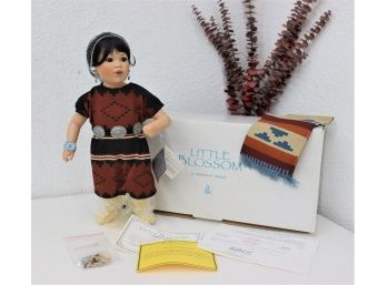 Little Blossom Porcelain Doll With Jewelry And Woven Rug By Marlena Nielsen Box And COA Danbury Mint