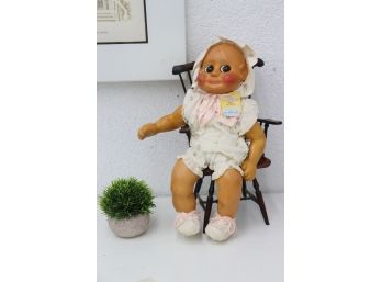 Naber-Kids Doll: Bonnet-Jumper Baby Ashley 1986 - Name/date Back & COA Hang Tag - Original Naber Gestalt