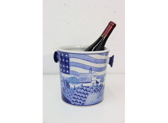 Blue And White And Stars And Stripes Americana Wine Bucket