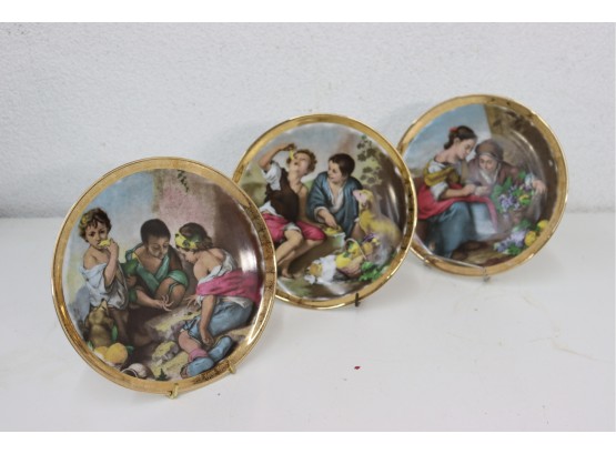 Three Art Plates By JKW Fine Porcelain Western Germany