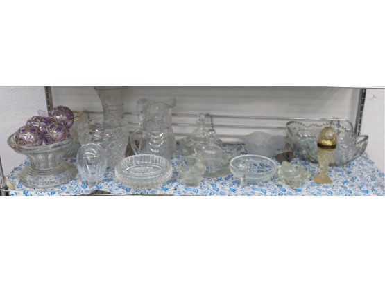 Glass Lot  With Entire Shelf Lot Of Cut Glass