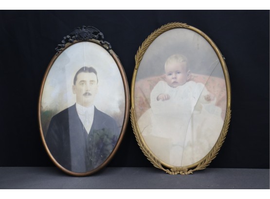 Vintage Memorial Pictures In Decorative Ocal Frames