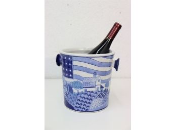 Blue And White And Stars And Stripes Americana Wine Bucket