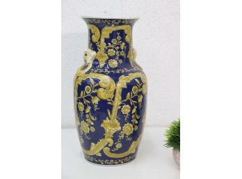 Blue & Gold Chinese Porcelain Vase