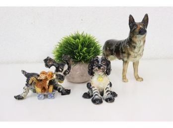 Three Dog Flight: W. Goebel German Dog Figurines - CH 616 Scary Shepherd, Goofy Schauzers, And CKCS