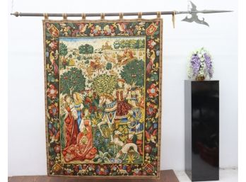 Colorful Spectacular French Scene Tapestry In The Aubusson Style