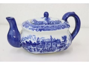 Vintage 1960s Flow Blue Victoria Ware Ironstone Teapot