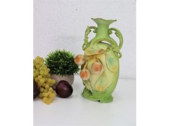 Austrian Ceramic Fruit Vine Figural Wing Handle Vase