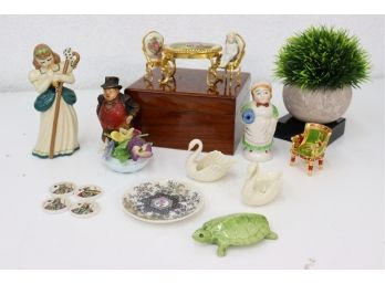Turtle Bo-Peep Lot: Gaggle Of Porcelain And Ceramic Miniatures And Figurines