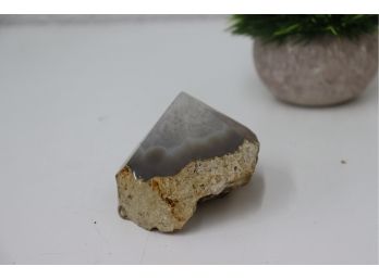 Pyramic Cut And Polished Flat Side Crystal Quartz Geode