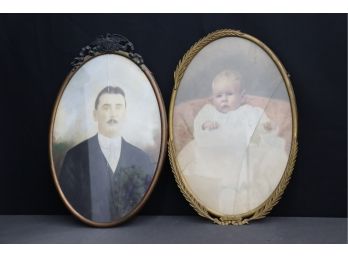 Vintage Memorial Pictures In Decorative Ocal Frames