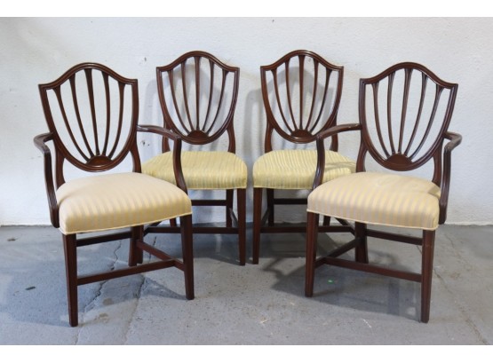 Set Of 6 Chairs. Two Mahogany Shield Back Arm Chairs And Four Matching Side Chairs